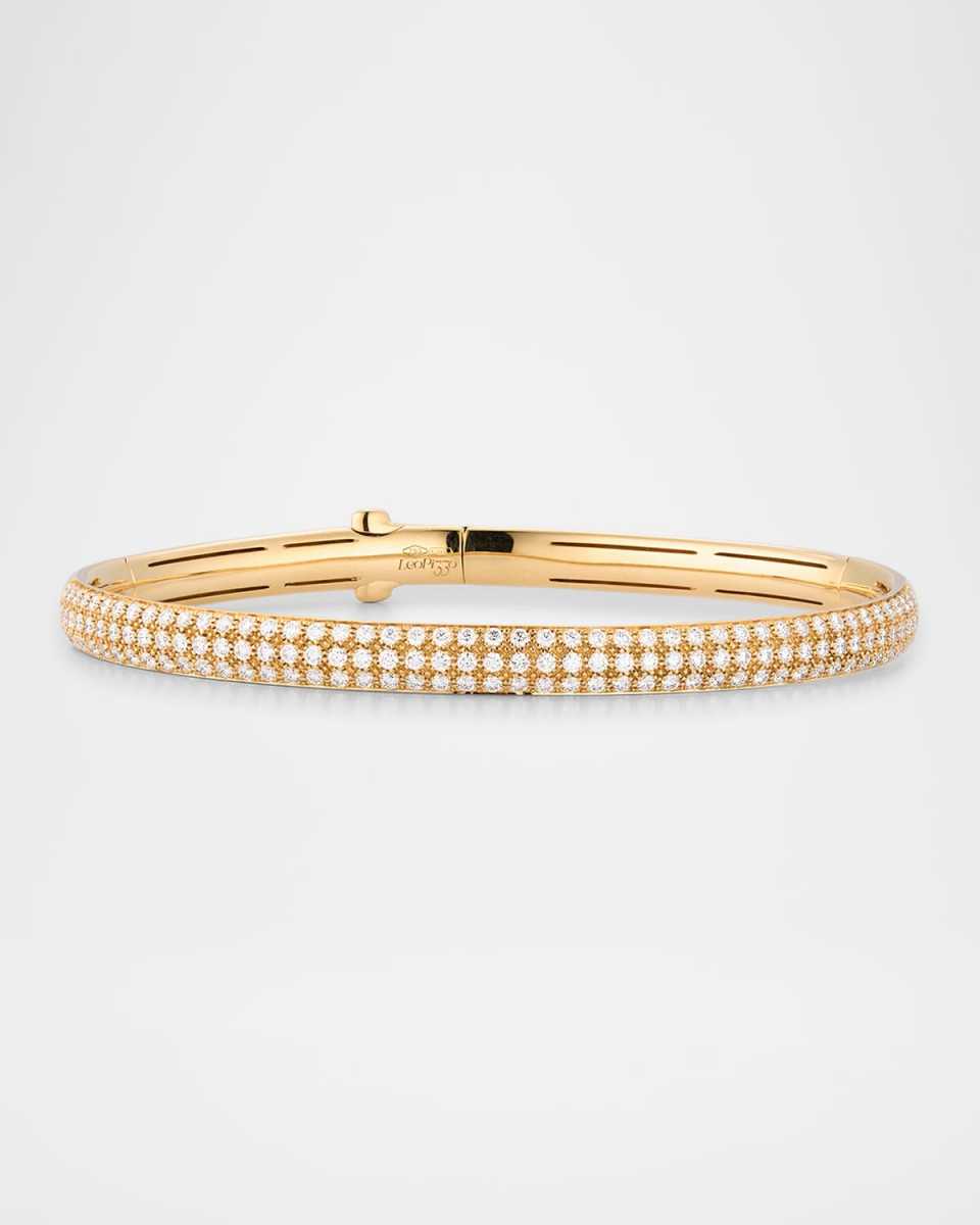 18K Yellow Gold Thin Pavé Diamond Bangle